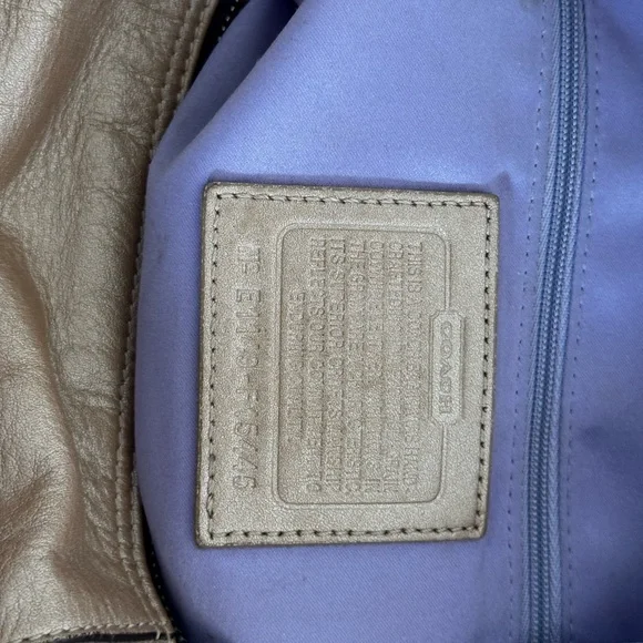 Coach Ashley Metallic Gold Leather Satchel with Crossbody Strap and Hangtag - Picture 9 of 11